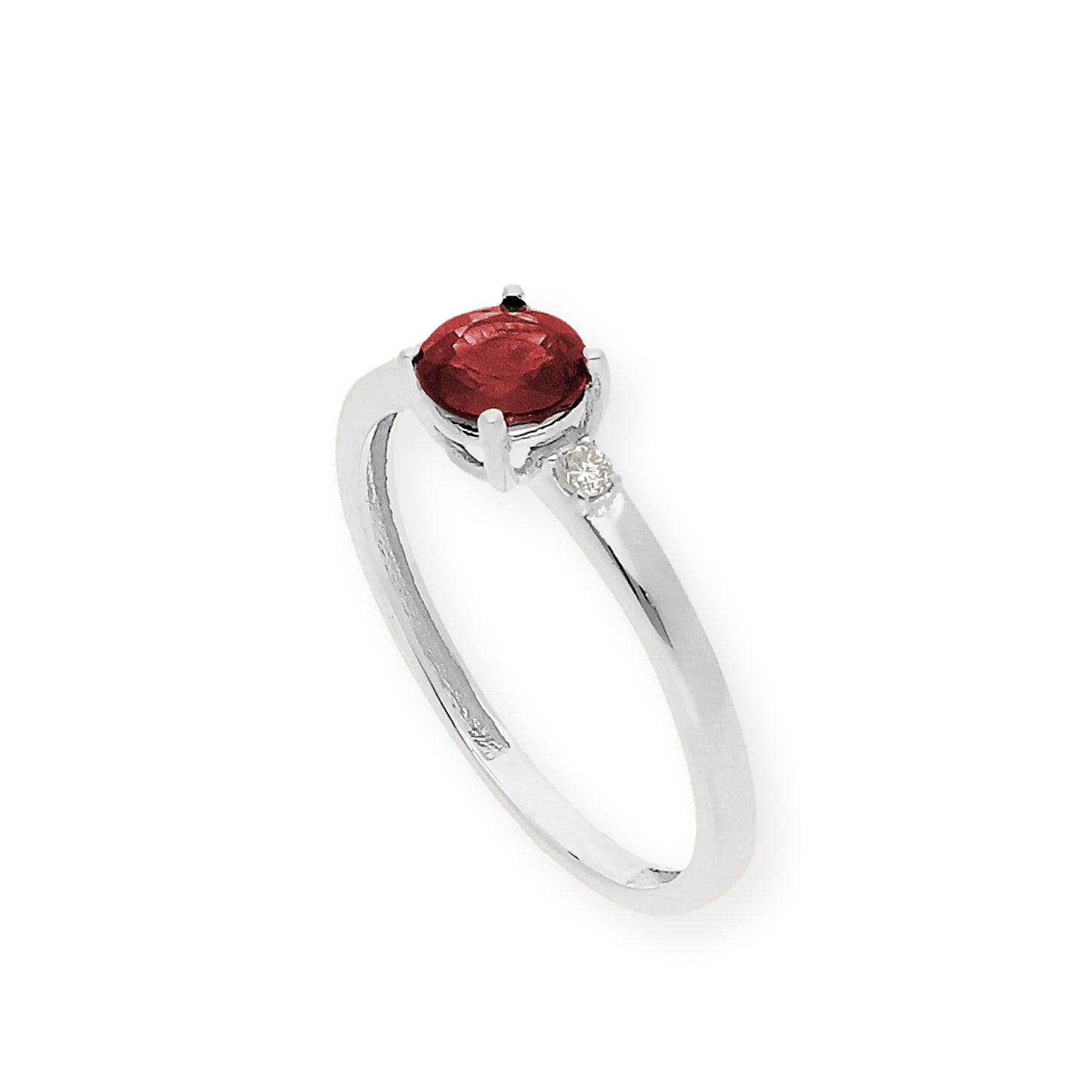 Anillo Aura en Oro Blanco 18k con Diamantes y Rubí