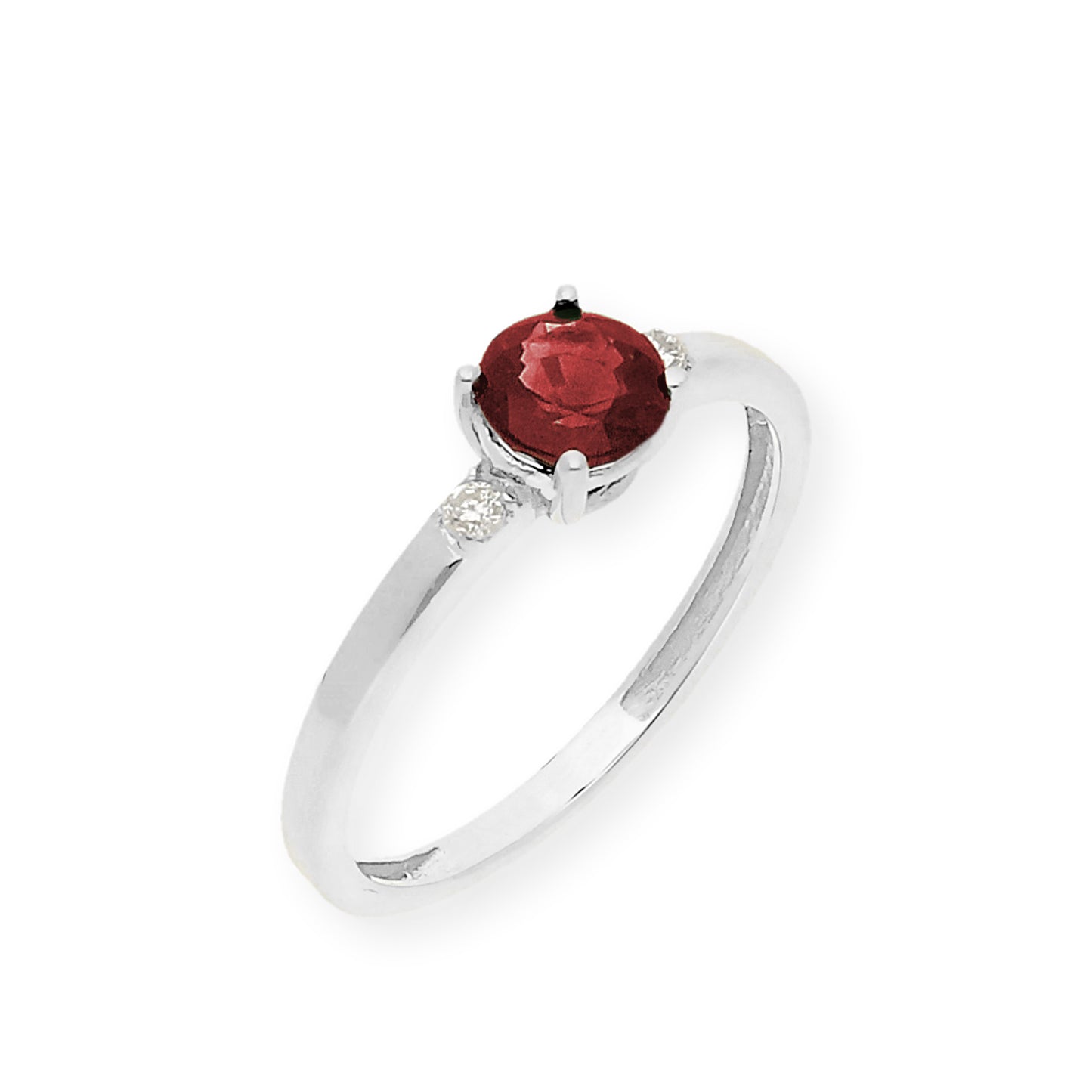 Anillo Aura en Oro Blanco 18k con Diamantes y Rubí