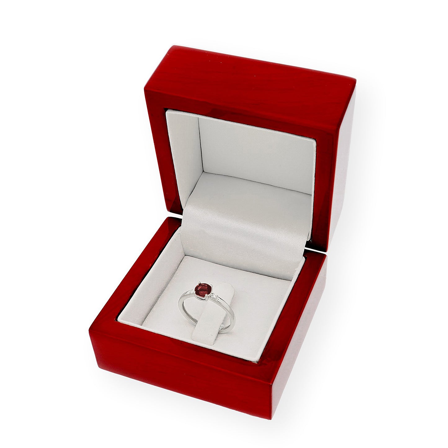 Anillo Aura en Oro Blanco 18k con Diamantes y Rubí