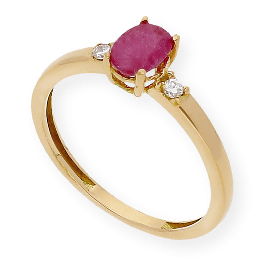 Anillo Victoria en Oro 18k con Diamantes y Rubí