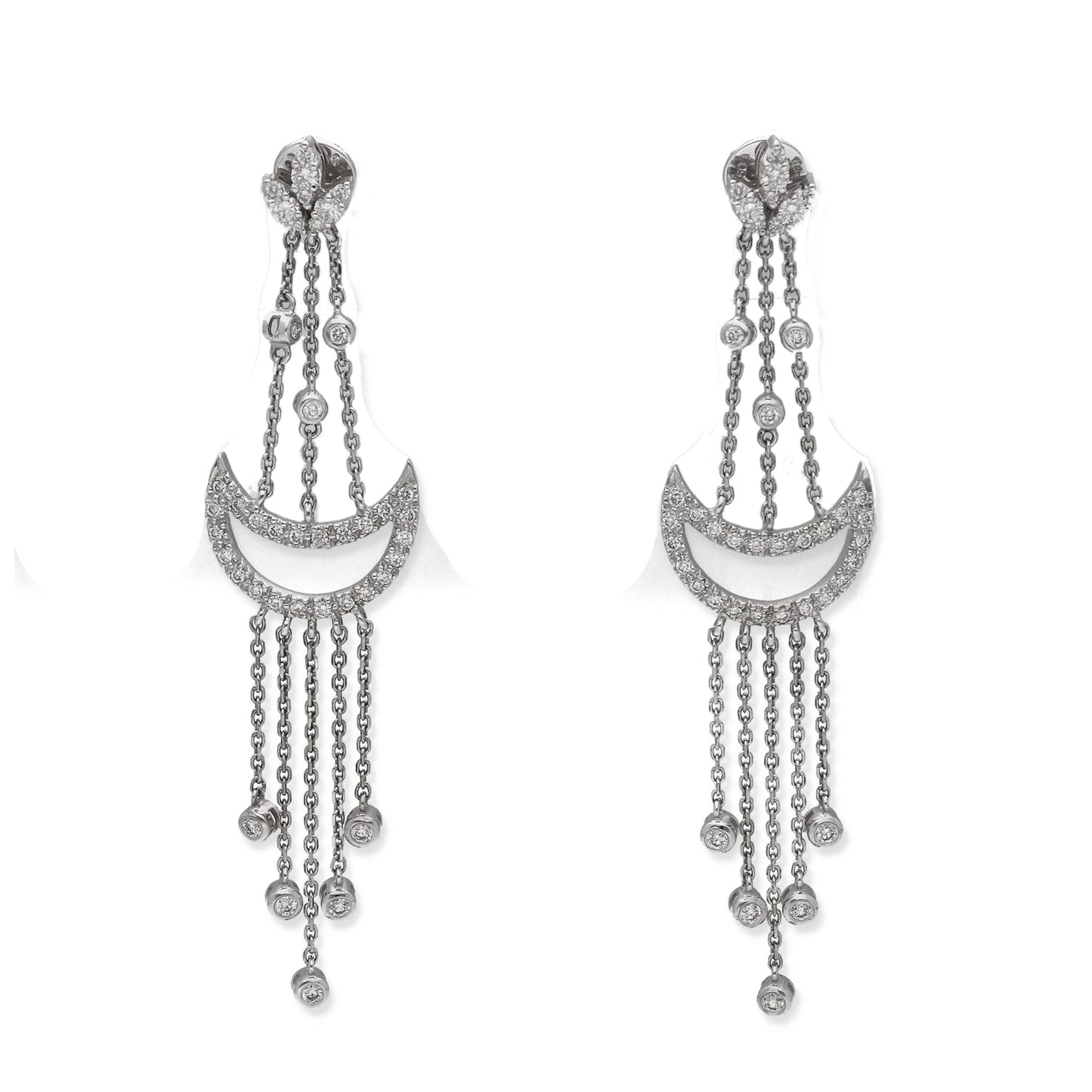 Pendientes Colgantes Amaltea Oro Blanco 18k y Diamantes