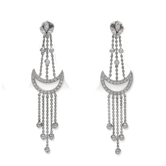 Pendientes Colgantes Amaltea Oro Blanco 18k y Diamantes
