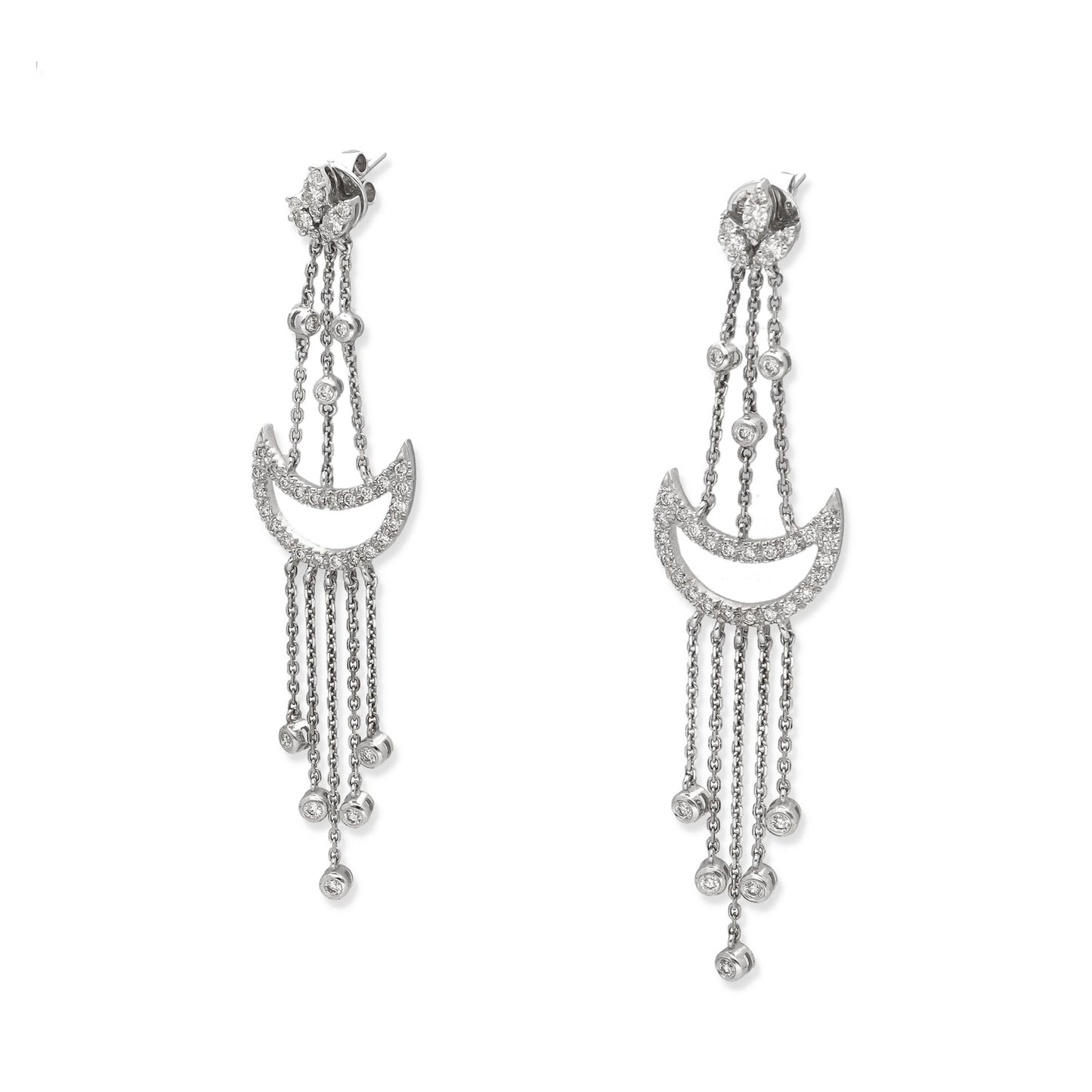 Pendientes Colgantes Amaltea Oro Blanco 18k y Diamantes