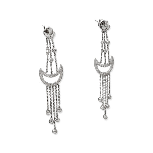 Pendientes Colgantes Amaltea Oro Blanco 18k y Diamantes