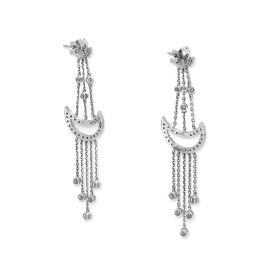 Pendientes Colgantes Amaltea Oro Blanco 18k y Diamantes