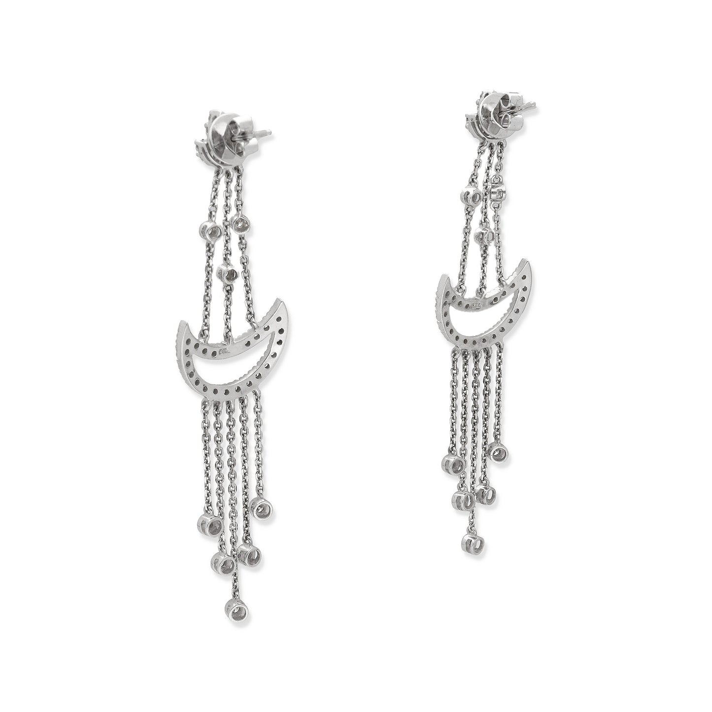 Pendientes Colgantes Amaltea Oro Blanco 18k y Diamantes