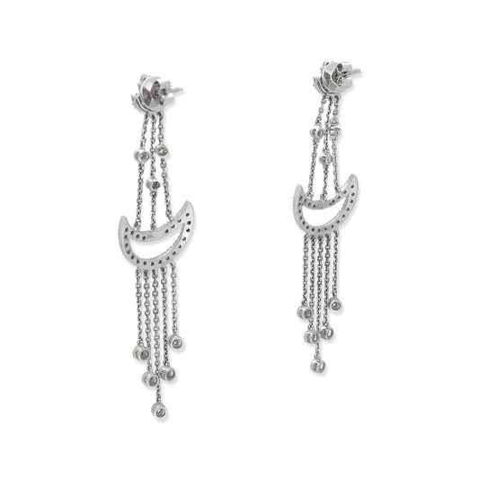 Pendientes Colgantes Amaltea Oro Blanco 18k y Diamantes