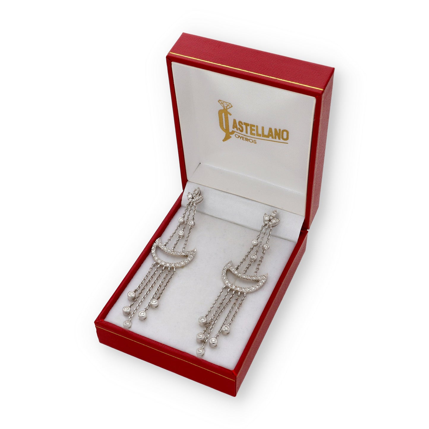 Pendientes Colgantes Amaltea Oro Blanco 18k y Diamantes