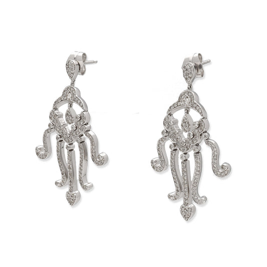 Pendientes Medusa Oro Blanco 18k y Diamantes