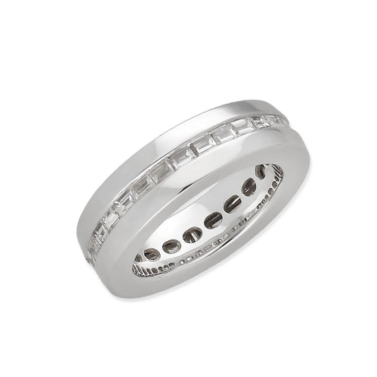 Anillo Violet Oro Blanco 18k con Diamantes talla Baguette