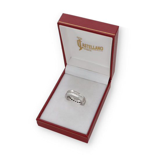 Anillo Violet Oro Blanco 18k con Diamantes talla Baguette