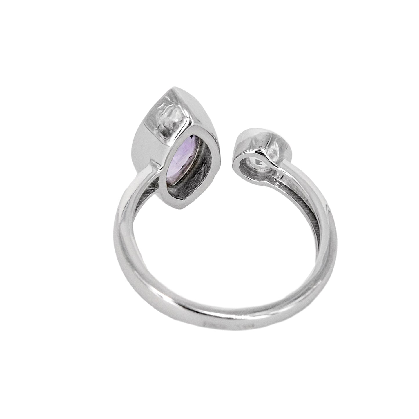 Anillo Ziwiri de Plata con 2 Piedras de Color - Azul y Lila