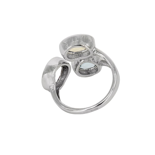 Anillo Zitatu de Plata con Tres Piedras de Color – Azul, Lila y Amarillo