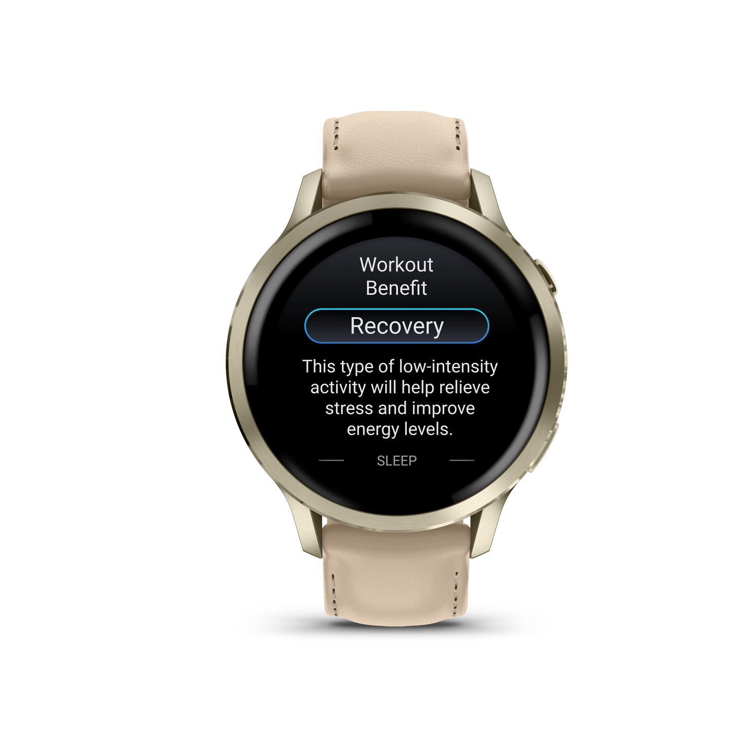 Reloj Garmin Venu® 4 - 41 mm Bisel Plateado con Correa de Cuero Beige 010-03013-03