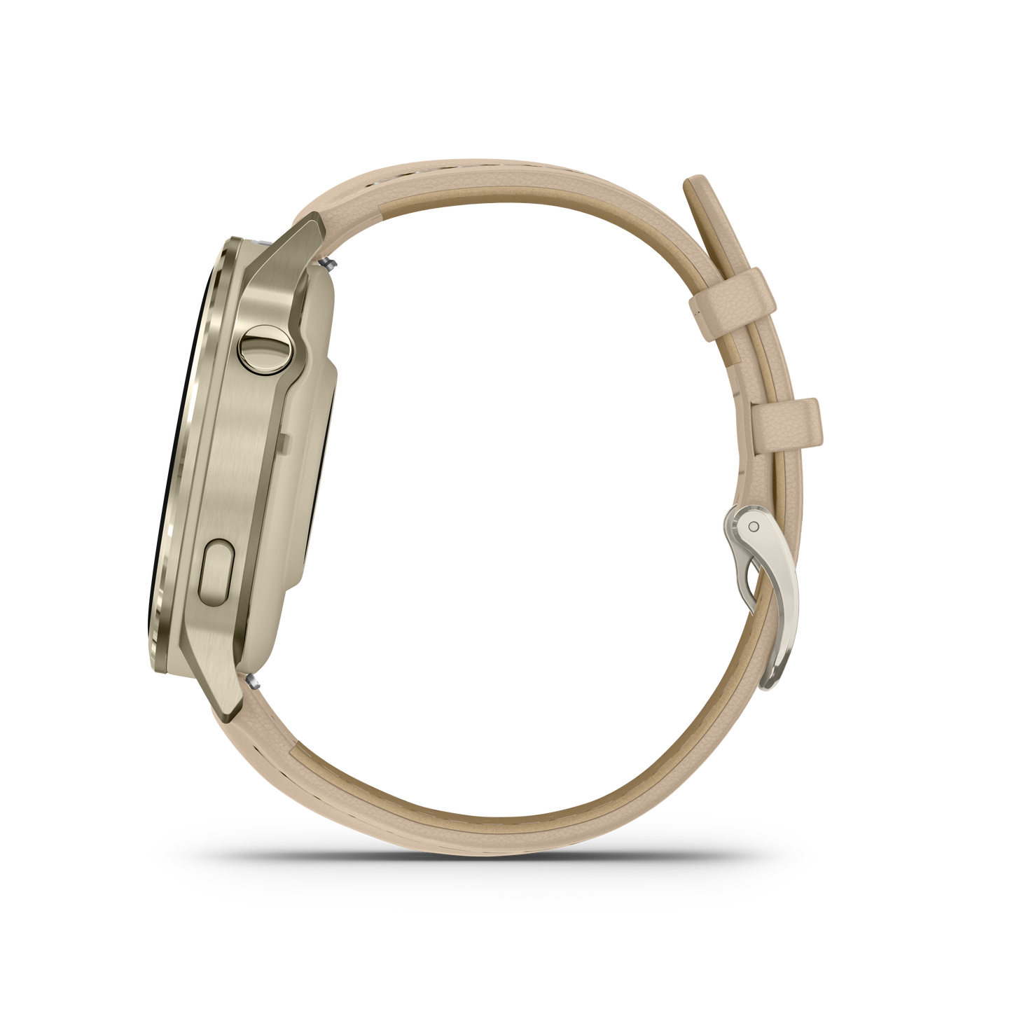 Reloj Garmin Venu® 4 - 41 mm Bisel Plateado con Correa de Cuero Beige 010-03013-03