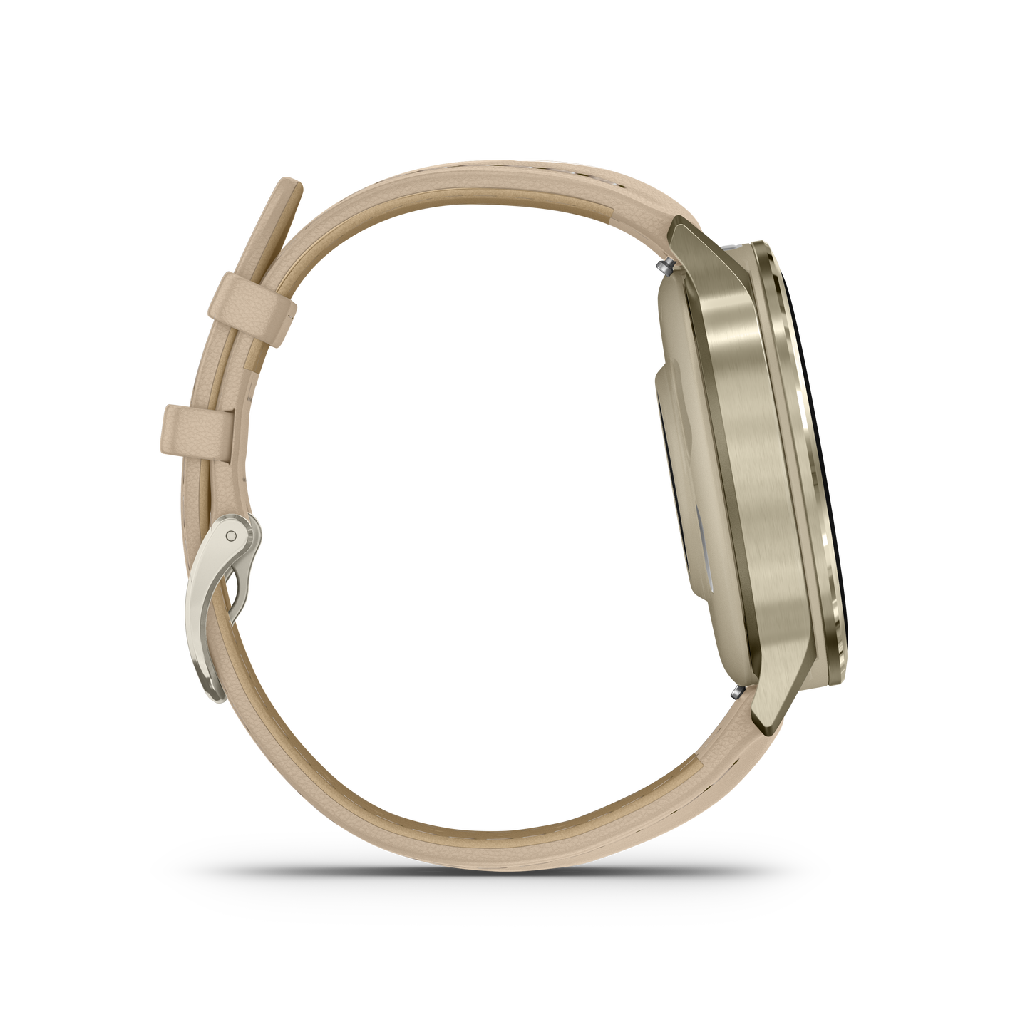 Reloj Garmin Venu® 4 - 41 mm Bisel Plateado con Correa de Cuero Beige 010-03013-03