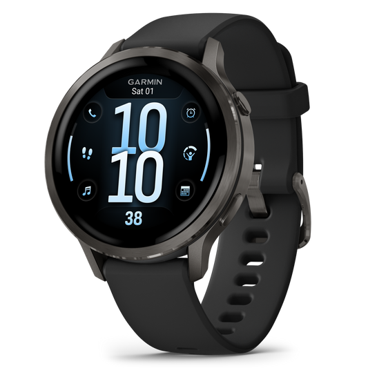 Reloj Garmin Venu® 4 - 41 mm Bisel Plateado con Correa de Silicona Negra 010-03013-02