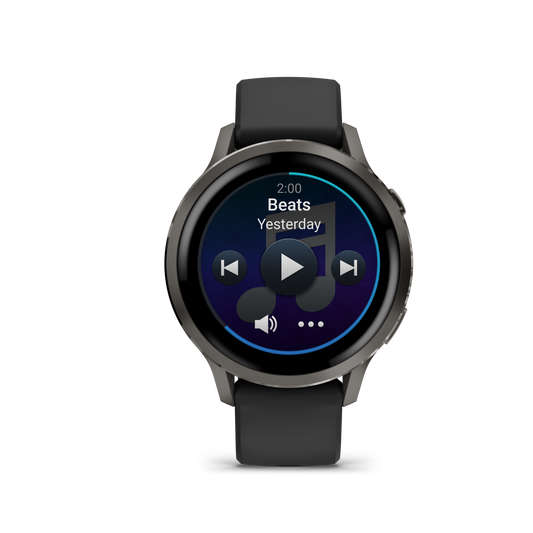 Reloj Garmin Venu® 4 - 41 mm Bisel Plateado con Correa de Silicona Negra 010-03013-02