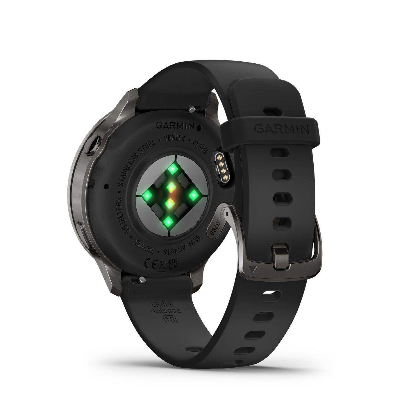Reloj Garmin Venu® 4 - 41 mm Bisel Plateado con Correa de Silicona Negra 010-03013-02