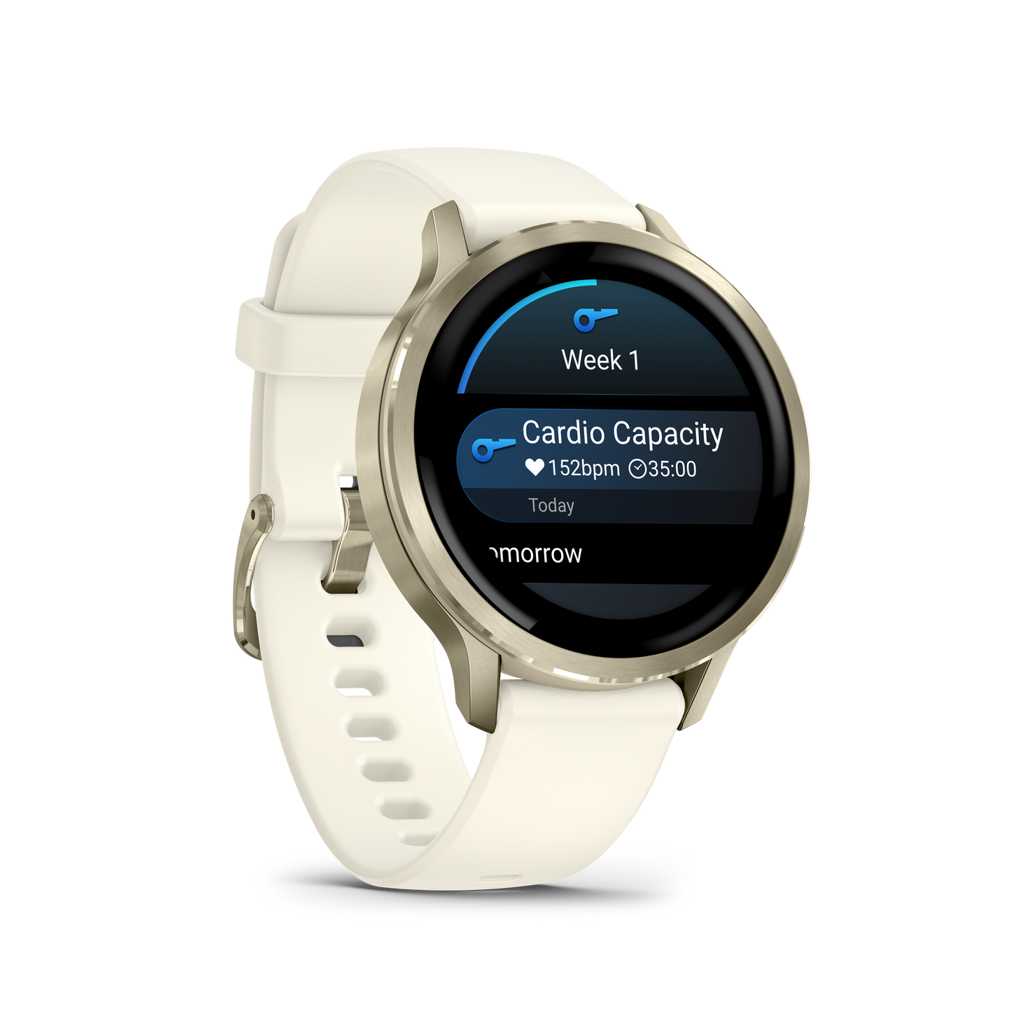 Reloj Garmin Venu® 4 - 41 mm Bisel Dorado con Correa de Silicona Blanca 010-03013-00