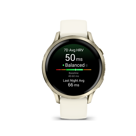 Reloj Garmin Venu® 4 - 41 mm Bisel Dorado con Correa de Silicona Blanca 010-03013-00