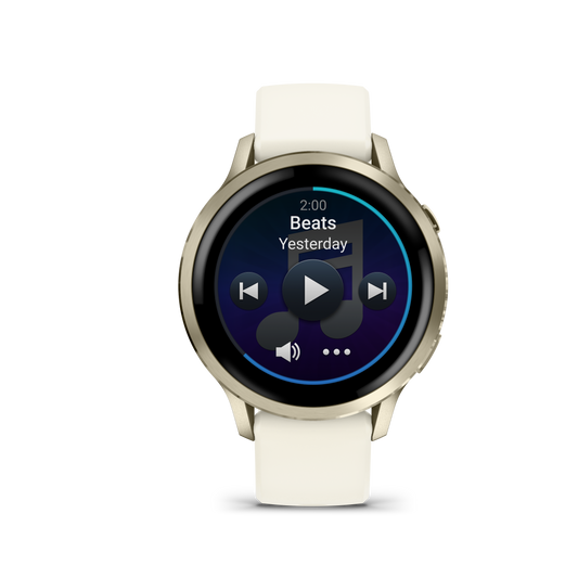 Reloj Garmin Venu® 4 - 41 mm Bisel Dorado con Correa de Silicona Blanca 010-03013-00