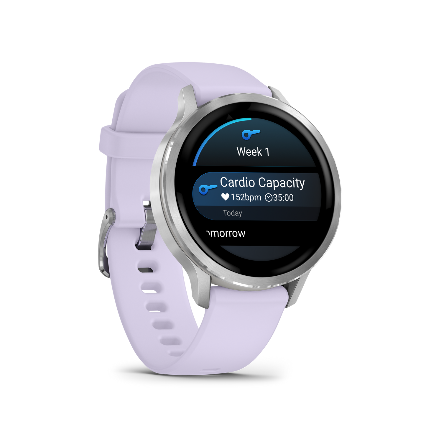 Reloj Garmin Venu® 4 - 41 mm Bisel Plateado con Correa de Silicona Lila 010-03013-01