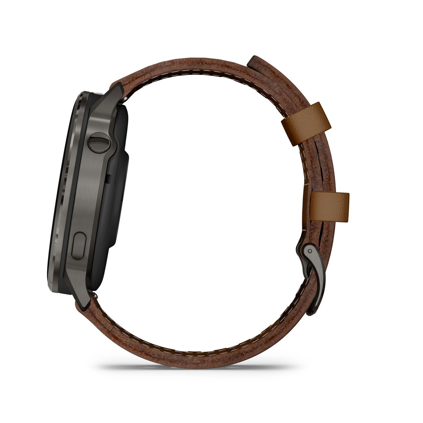 Reloj Garmin Venu® 4 - 45 mm Bisel Plateado Correa de Cuero Marrón 010-03014-03