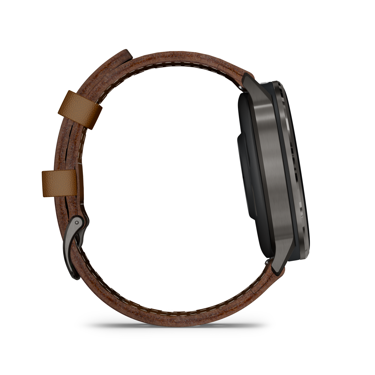 Reloj Garmin Venu® 4 - 45 mm Bisel Plateado Correa de Cuero Marrón 010-03014-03