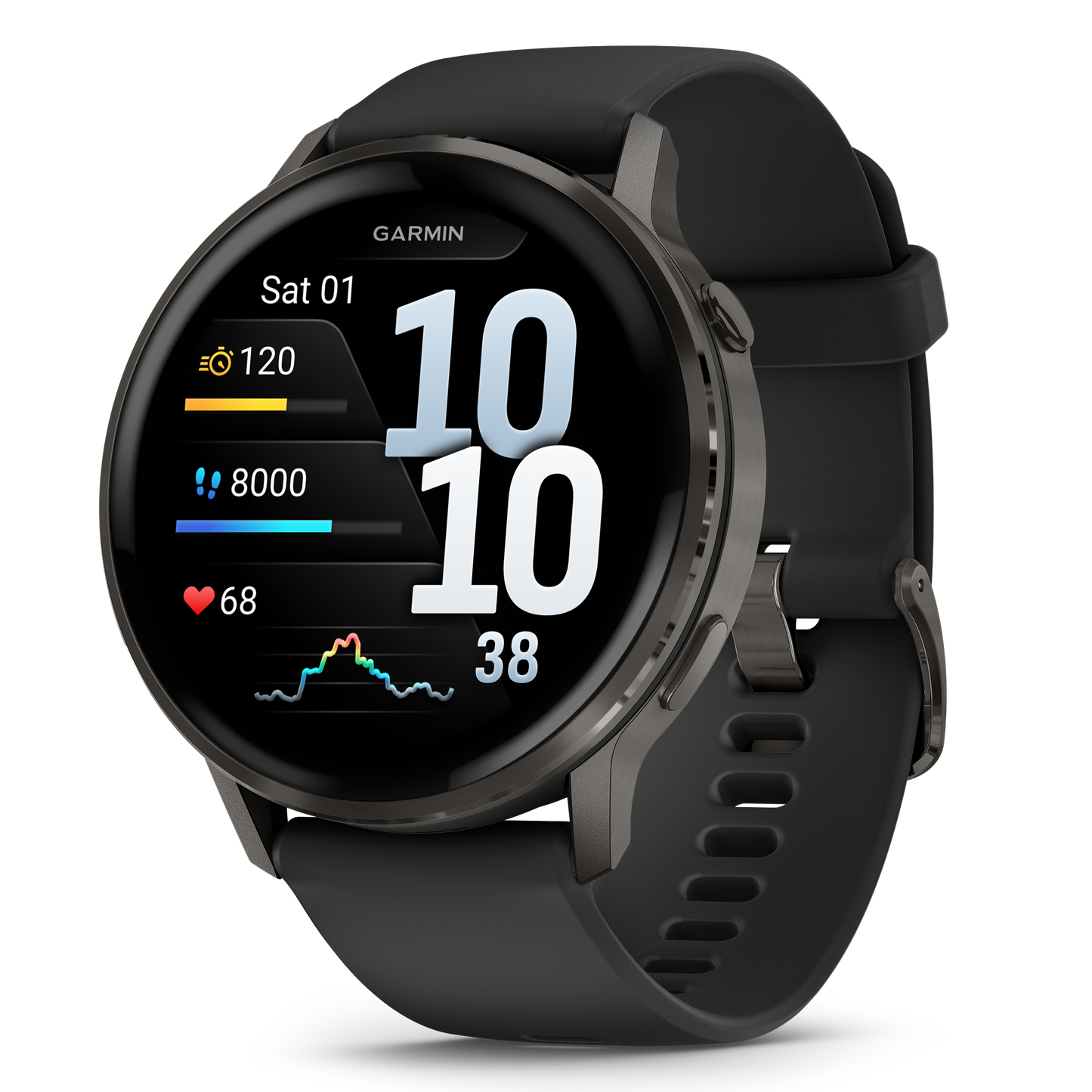 Reloj Garmin Venu® 4 - 45 mm Gris con Correa de silicona negra 010-03014-00