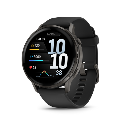 Reloj Garmin Venu® 4 - 45 mm Gris con Correa de silicona negra 010-03014-00