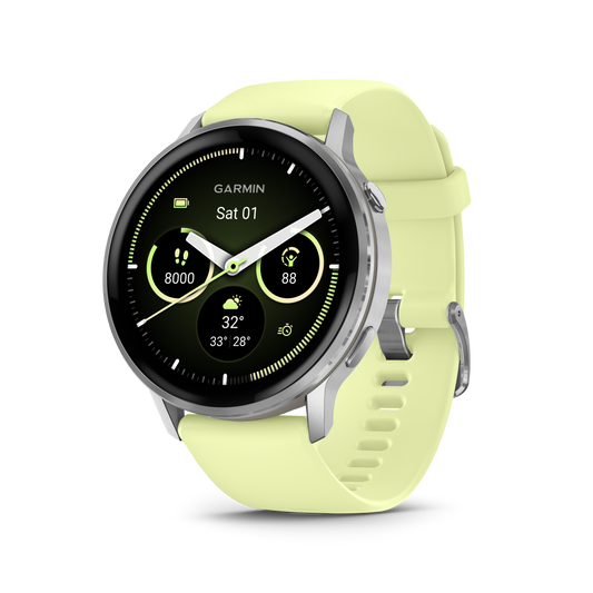 Reloj Garmin Venu® 4 - 45 mm Bisel Plateado Correa de Silicona Amarilla 010-03014-02
