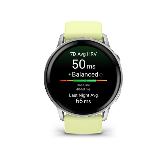 Reloj Garmin Venu® 4 - 45 mm Bisel Plateado Correa de Silicona Amarilla 010-03014-02