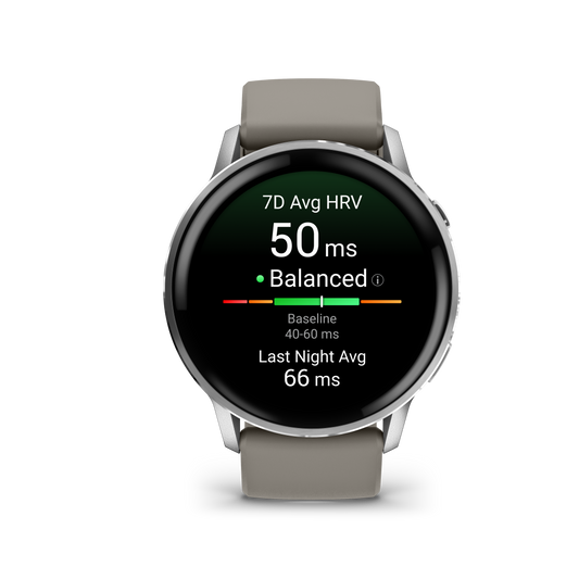 Reloj Garmin Venu® 4 - 45 mm Bisel Plateado Correa de Silicona Gris 010-03014-01