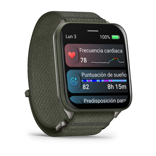 Reloj Garmin Venu X1 Verde Titanio y Correa Nailon Verde 010-02980-03