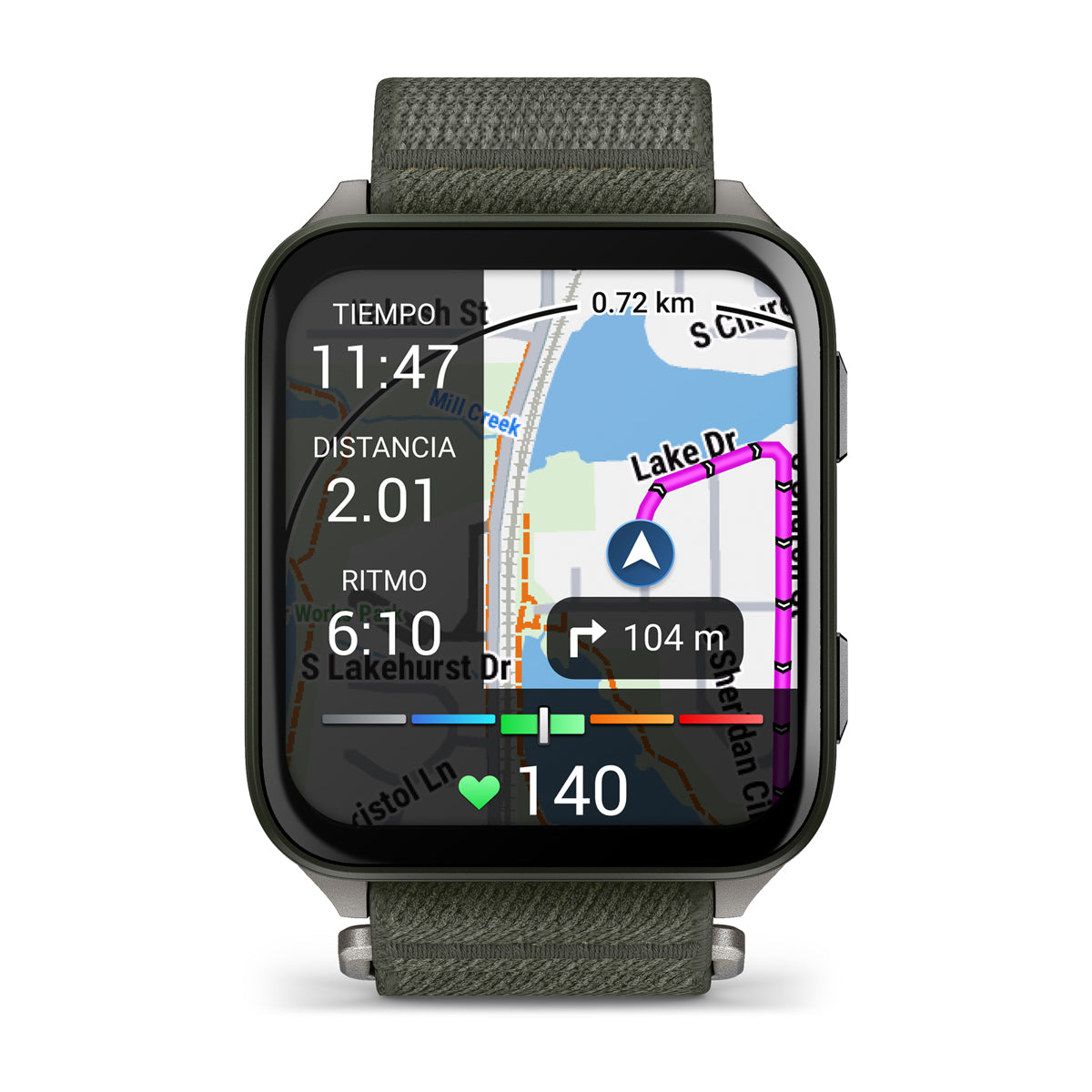 Reloj Garmin Venu X1 Verde Titanio y Correa Nailon Verde 010-02980-03