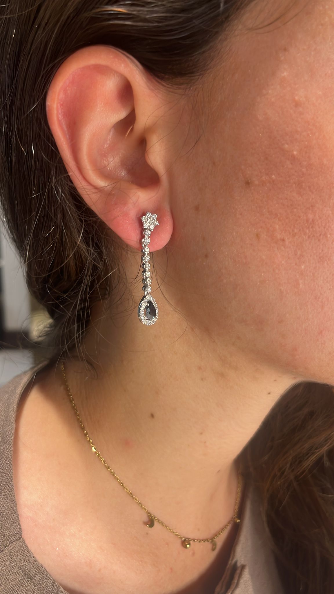 Pendientes Personalizados Oro Blanco 18k con Zafiros y Diamantes Naturales