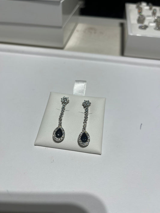 Pendientes Personalizados Oro Blanco 18k con Zafiros y Diamantes Naturales