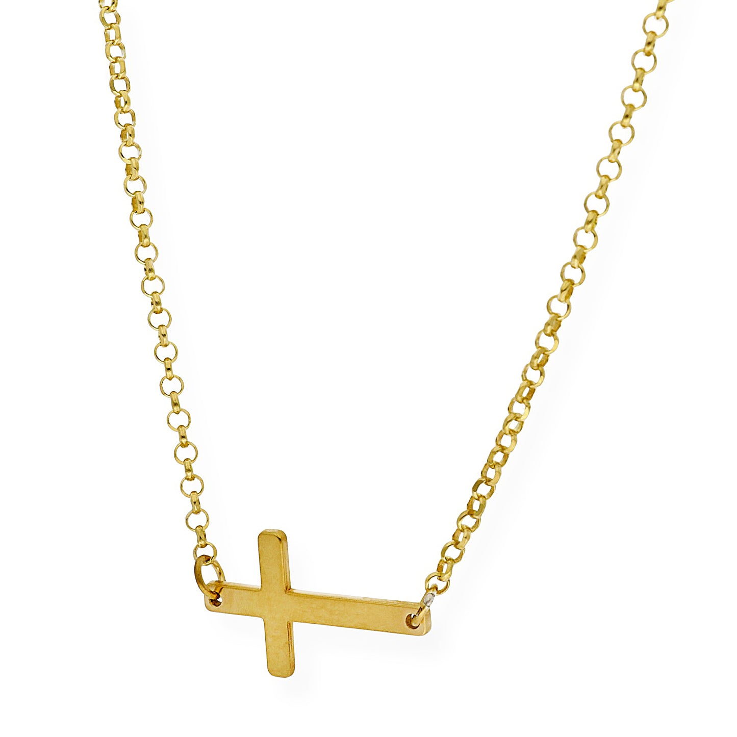 Colgante de Cruz Horizontal en Plata de Ley 925 Bañada en Oro 18K