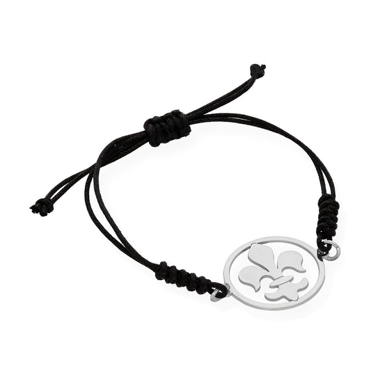 Pulsera Macramé Flor de Lis en Plata de Ley 925