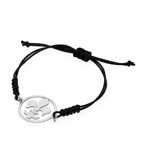 Pulsera Macramé Flor de Lis en Plata de Ley 925