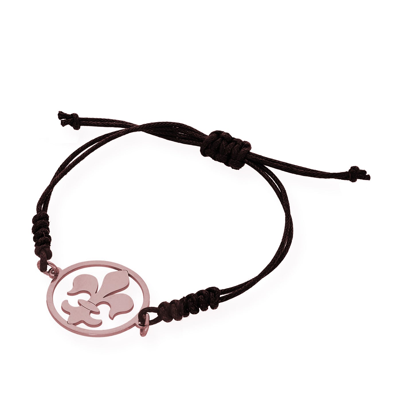Pulsera Macramé Flor de Lis en Plata de Ley 925 Bañado en Oro Rosa 18K
