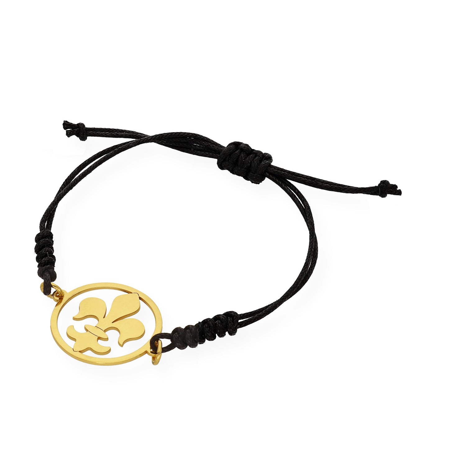 Pulsera Macramé Flor de Lis en Plata de Ley 925 Bañado en Oro 18K