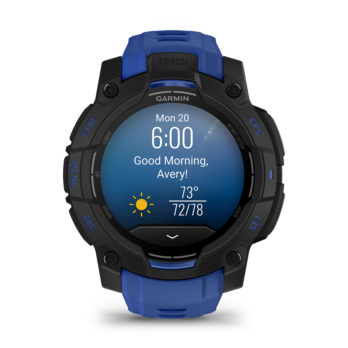 Reloj Garmin Instinct 3 - 45mm, AMOLED Negro con Correa Azul 010-02936-03