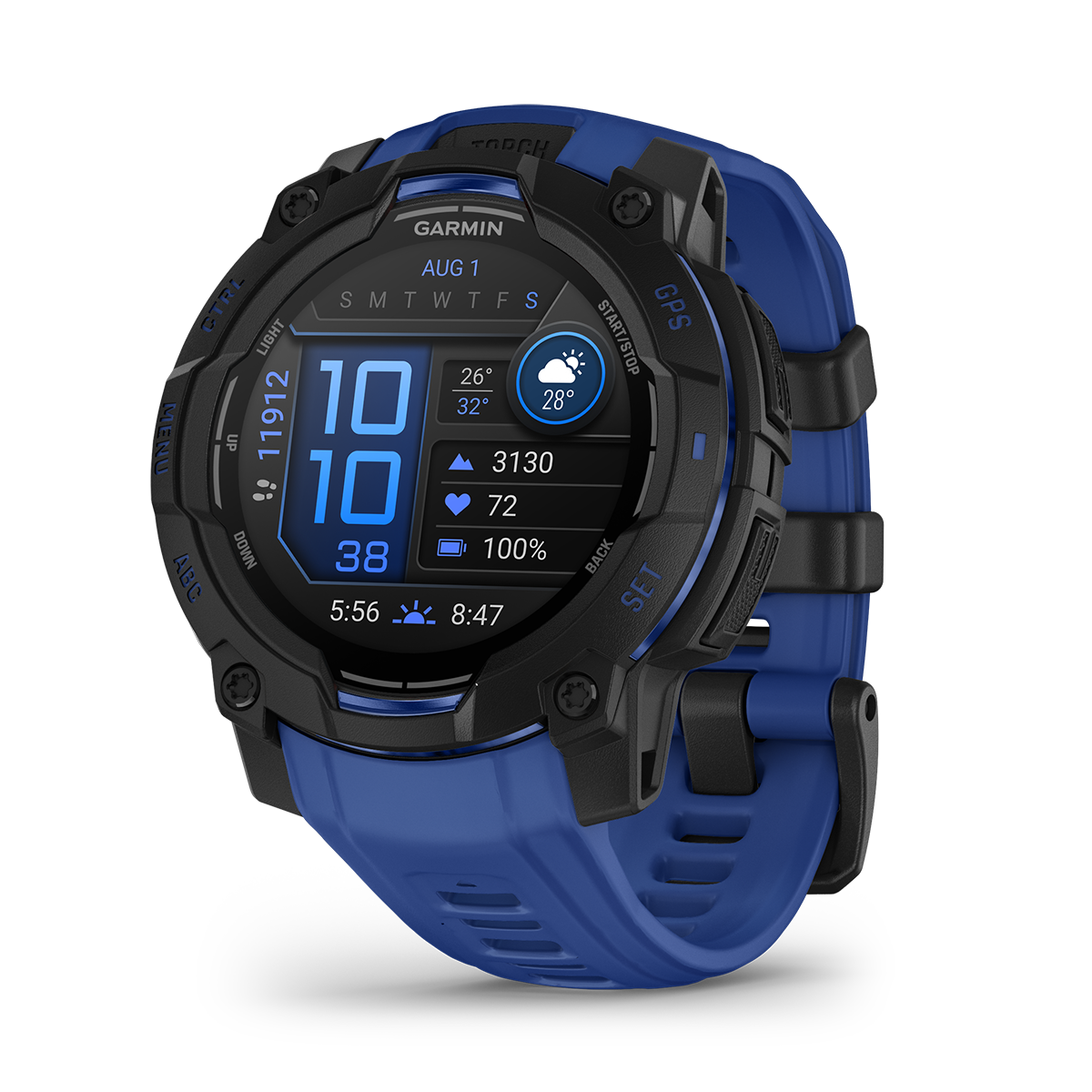 Reloj Garmin Instinct 3 - 45mm, AMOLED Negro con Correa Azul 010-02936-03