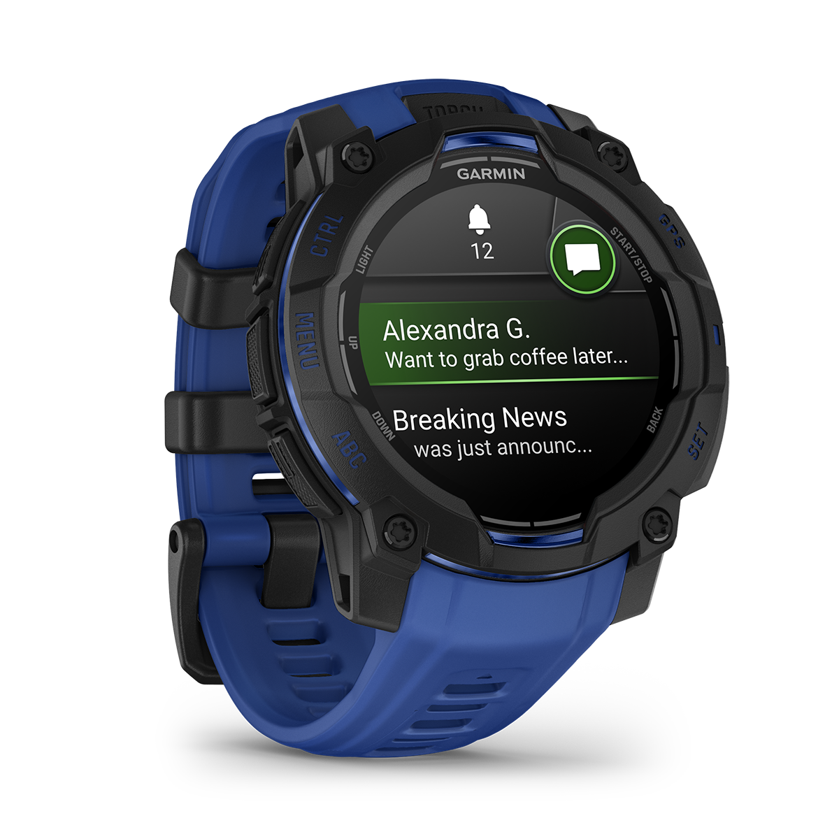 Reloj Garmin Instinct 3 - 45mm, AMOLED Negro con Correa Azul 010-02936-03